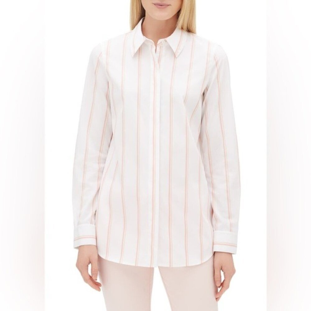 LAFAYETTE 148 NEW YORK‎ Women’s Velma LS Skylark Striped Button-Front MEDIUM - Picture 1 of 11